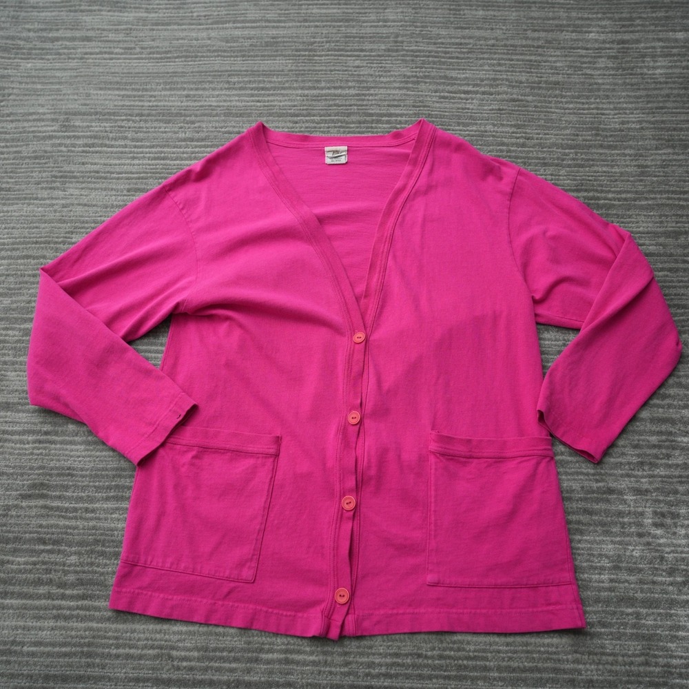 Rafferty Cardigan Sweater‎ Women Pink Button 2 Pockets Sweatshirt Vintage USA L